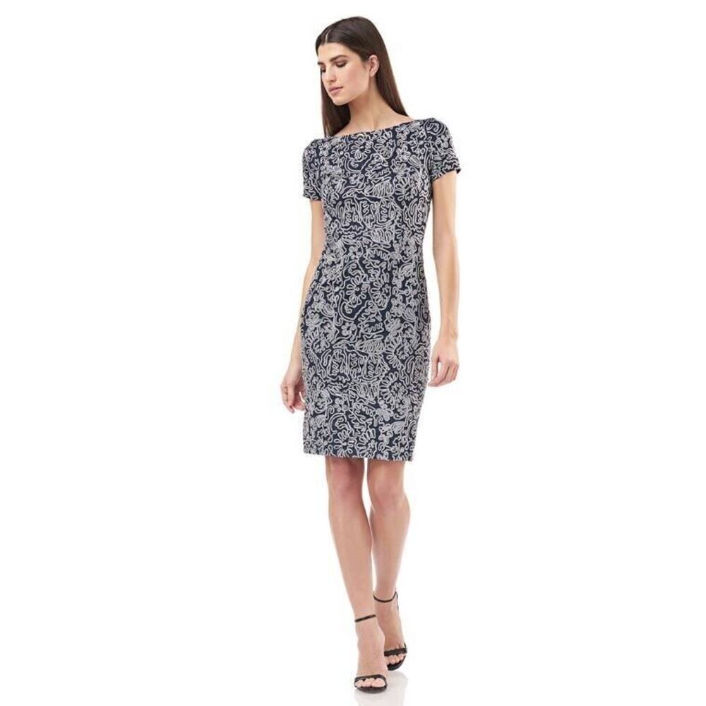 JS Collection Women's Soutache Cocktail‎ Dress in Navy/Silver Size 10 MSRP $229